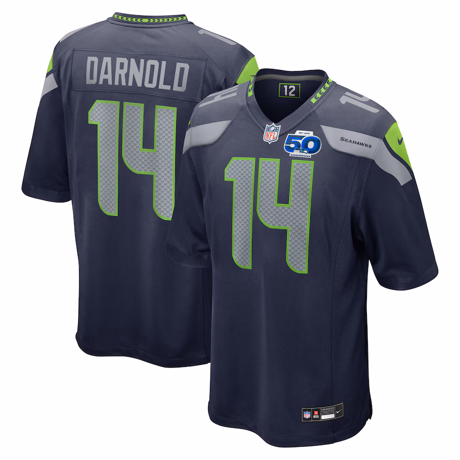 Men's Seattle Seahawks Sam Darnold Nike College Navy Team 50th Season Game Jersey - Jersey