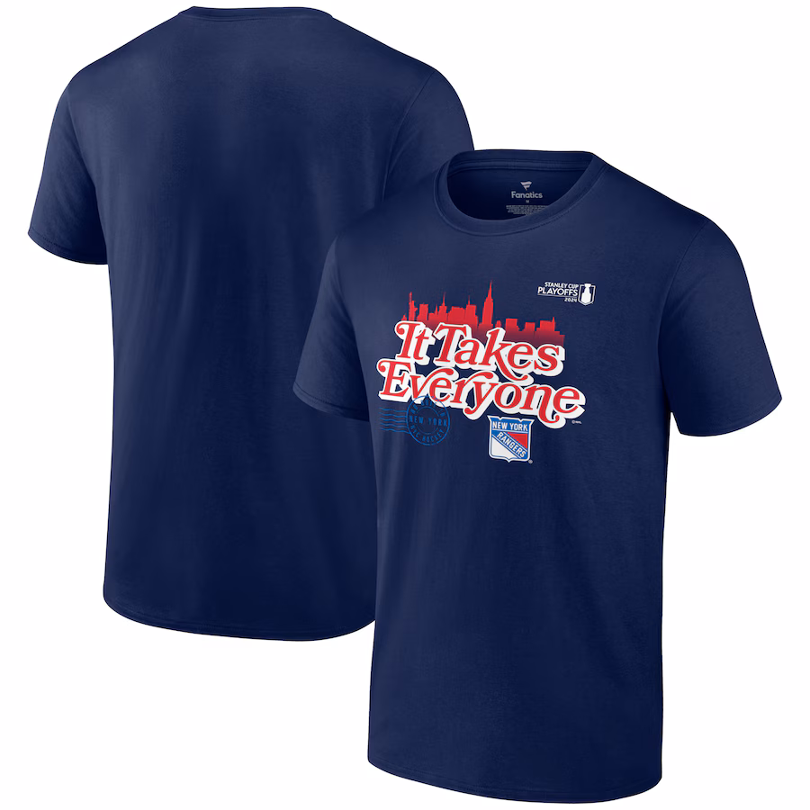 Men's New York Rangers Fanatics Navy 2024 Stanley Cup Playoffs Slogan T-Shirt - Jersey
