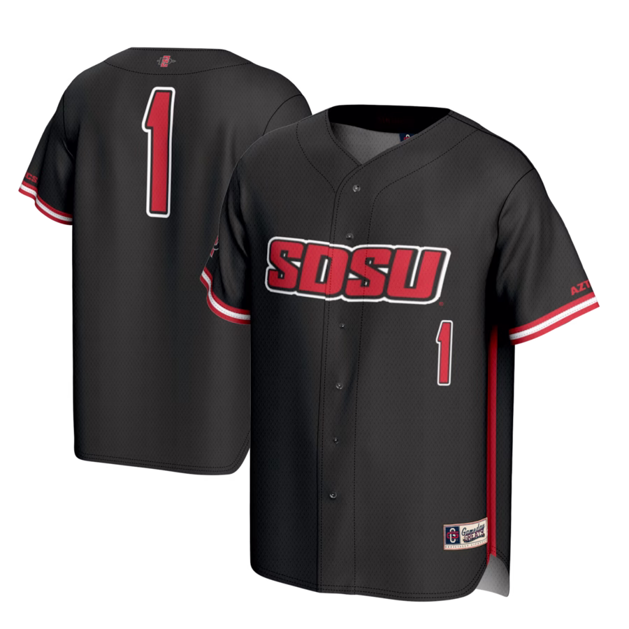 #1 San Diego State Aztecs GameDay Greats Lightweight Baseball Fashion Jersey - Black - Jersey