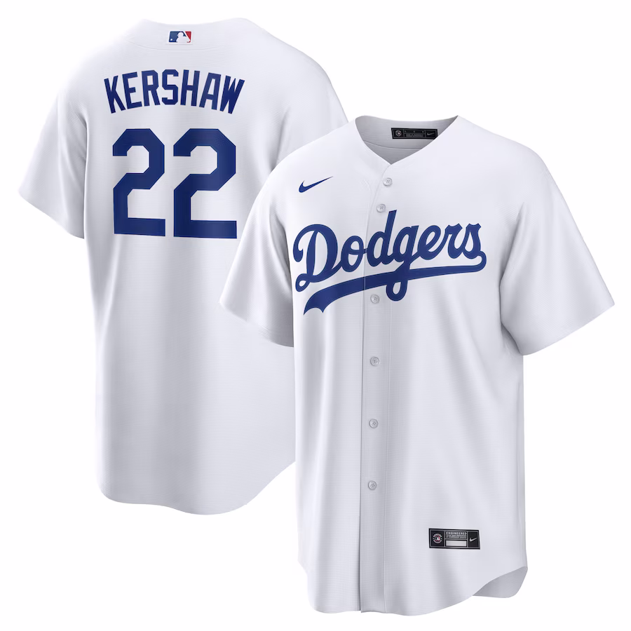 Men's Los Angeles Dodgers Clayton Kershaw Nike White Home Replica Player Name Jersey - Jersey