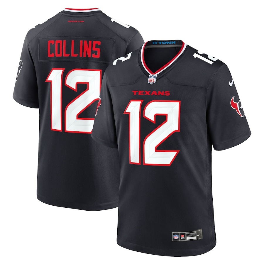 Men's Houston Texans Nico Collins Nike Navy Game Jersey - Jersey