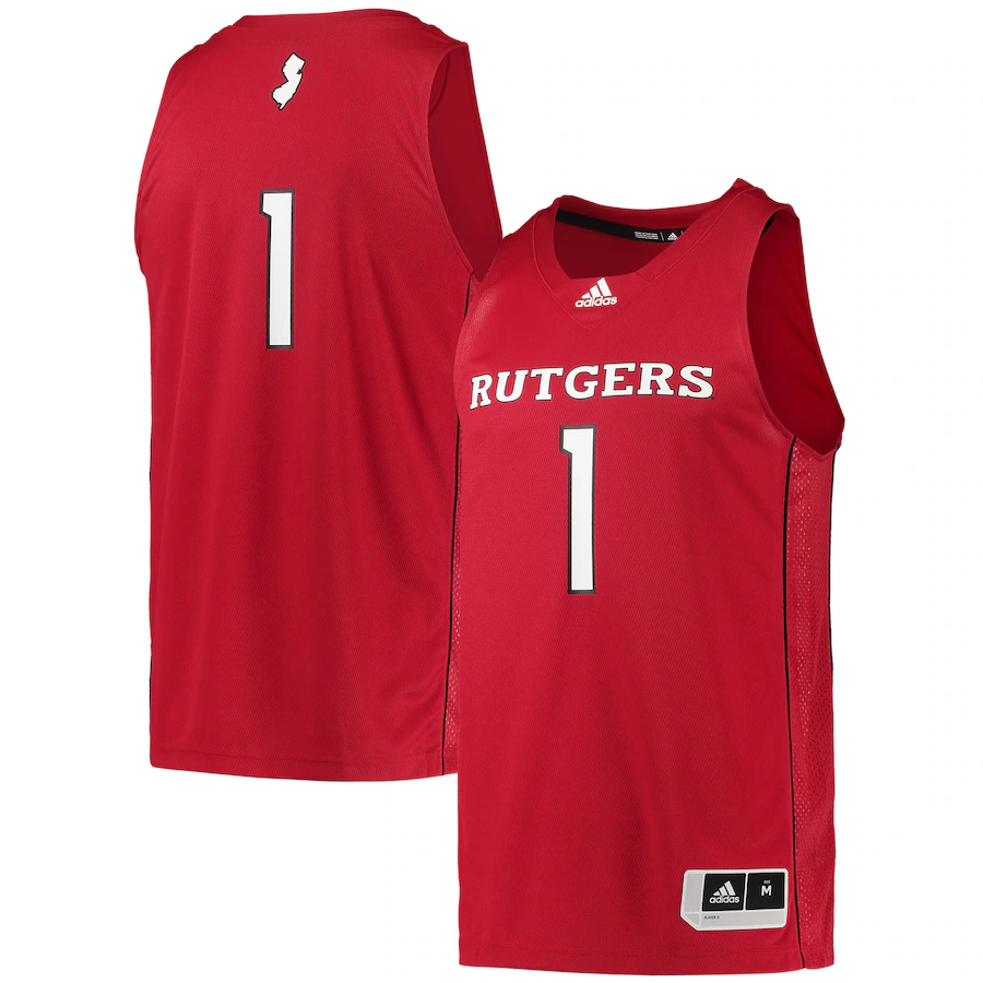 Men's adidas #1 Scarlet Rutgers Scarlet Knights Team Swingman Basketball Jersey - Jersey