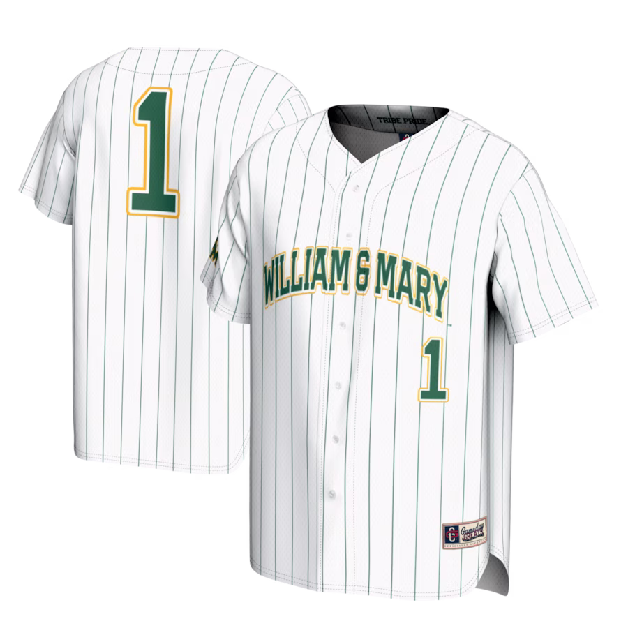 #1 William & Mary Tribe GameDay Greats Youth Lightweight Baseball Fashion Jersey - White - Jersey