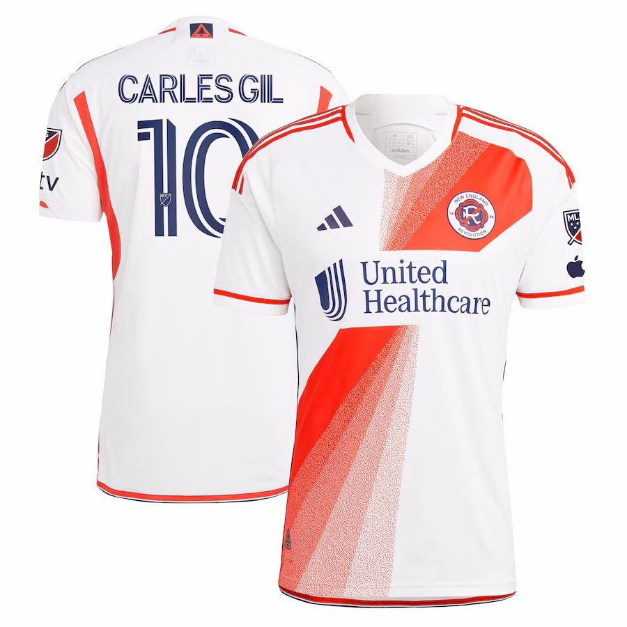 Men's New England Revolution Carles Gil adidas White 2023 Defiance Authentic Jersey - Jersey