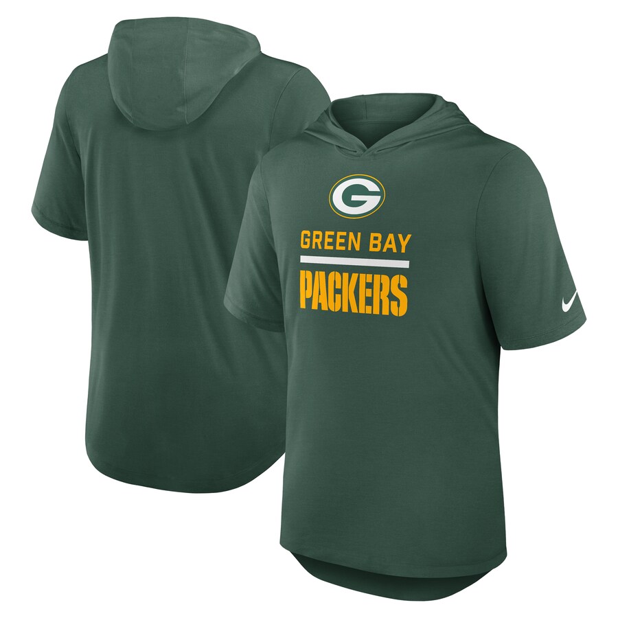 Men's Green Bay Packers Nike Green Lockup Tri-Blend Hoodie T-Shirt - Jersey