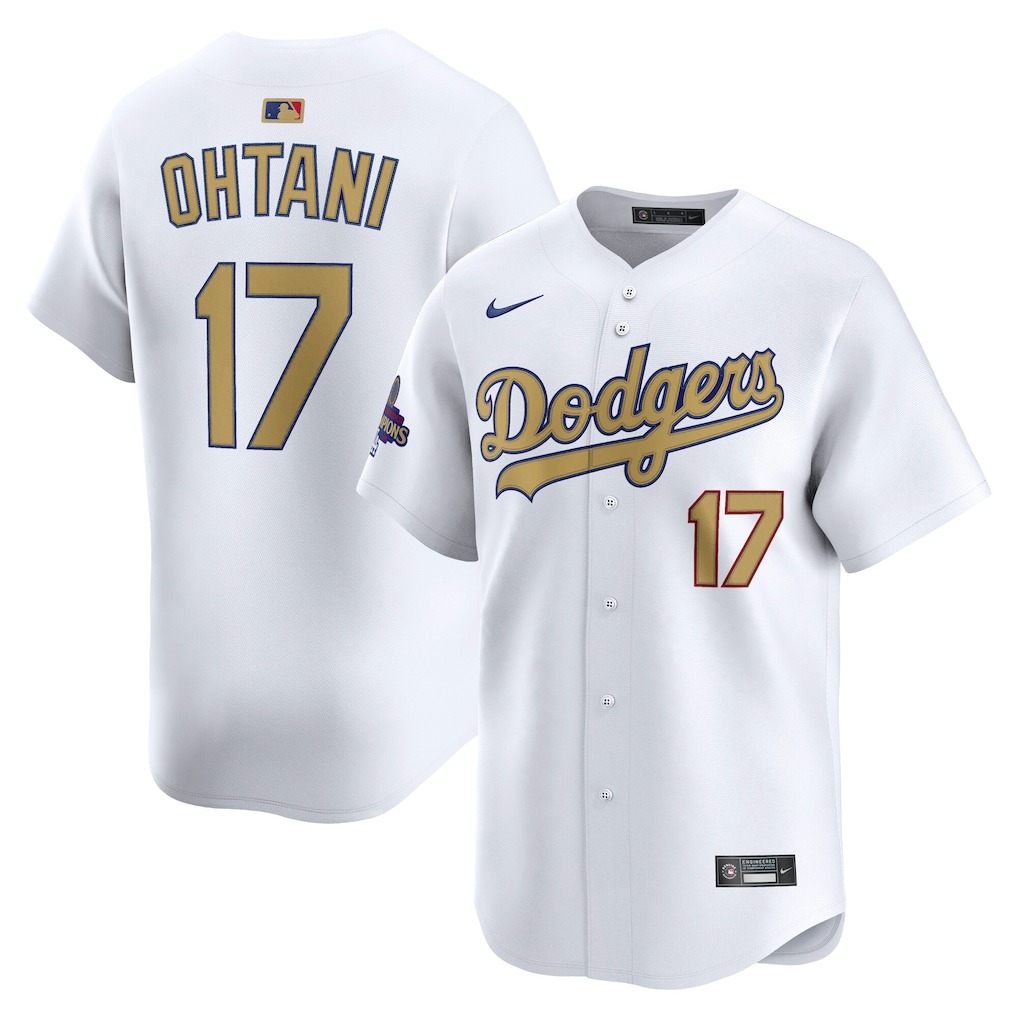 Men's Los Angeles Dodgers Shohei Ohtani Nike White 2025 Gold Collection Limited Jersey - Jersey