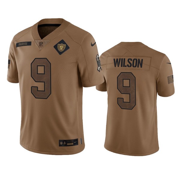 Men's Las Vegas Raiders #9 Tyree Wilson 2023 Brown Salute To Service Limited Football Stitched Jersey - Jersey