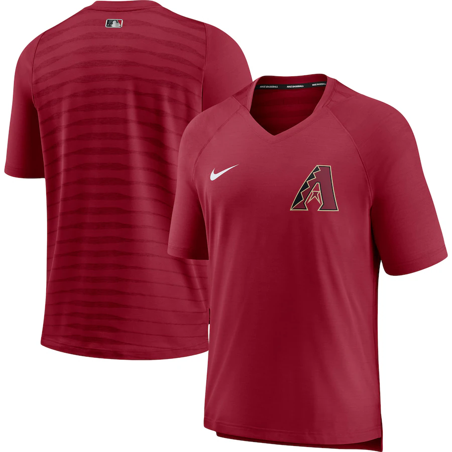 Men's Arizona Diamondbacks Nike Red Authentic Collection Pregame Performance V-Neck T-Shirt - Jersey