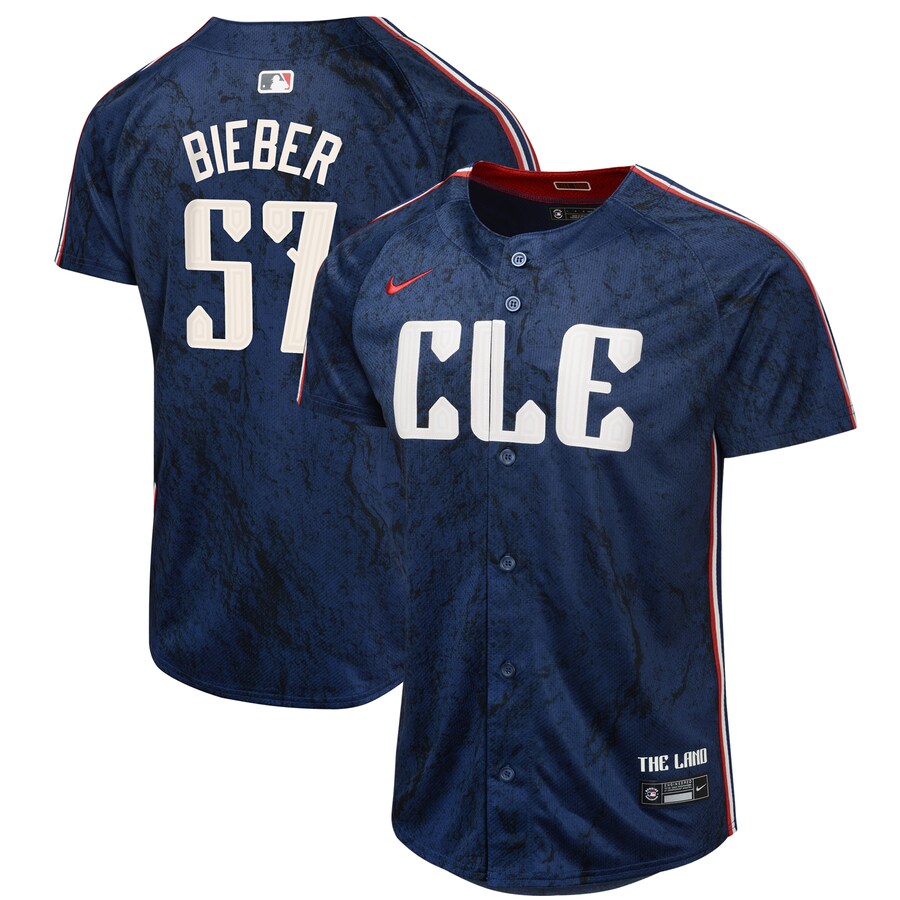 Youth Cleveland Guardians Shane Bieber Nike Navy 2024 City Connect Limited Jersey - Jersey