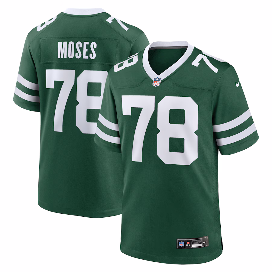 Men's New York Jets Morgan Moses Nike Legacy Green Game Jersey - Jersey