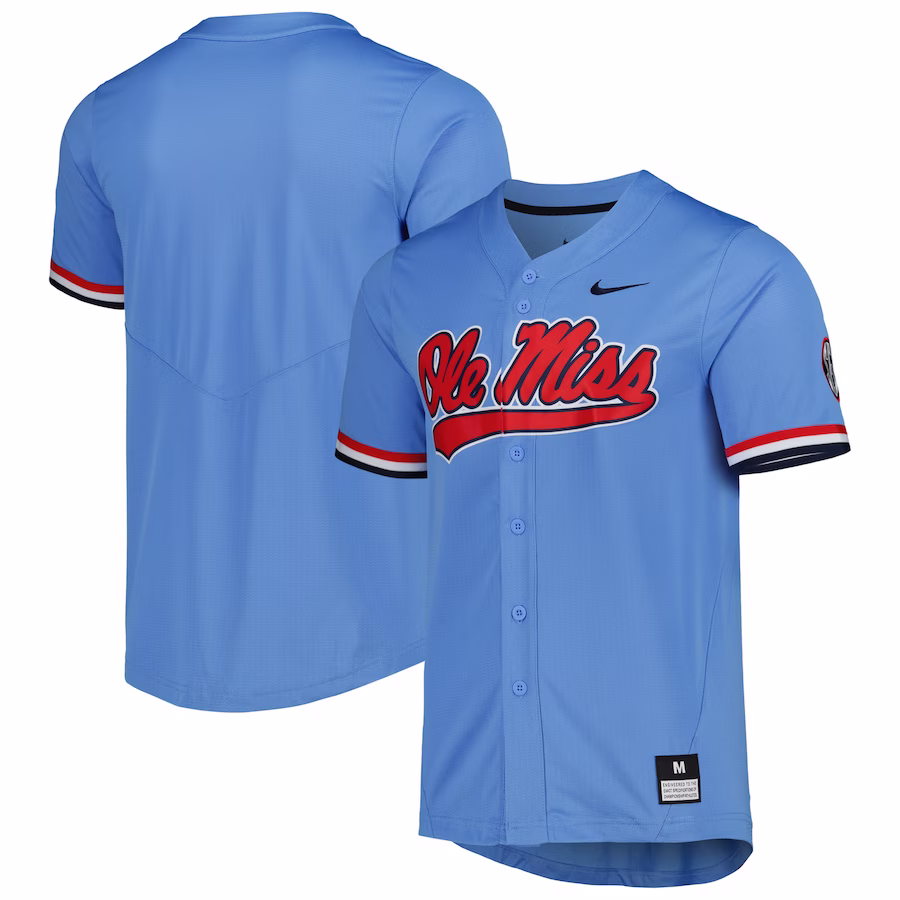 Ole Miss Rebels Nike Full-Button Replica Baseball Jersey - Powder Blue - Jersey