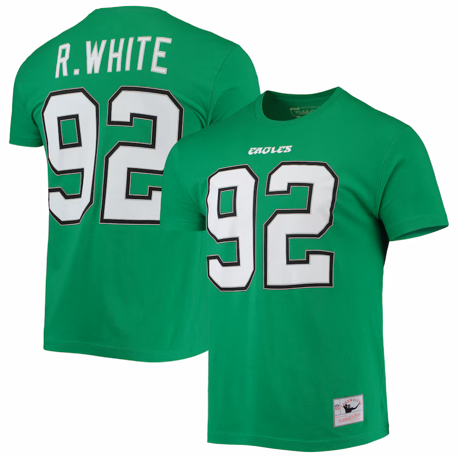 Men's Reggie White Philadelphia Eagles Mitchell & Ness Kelly Green Retired Player Name & Number T-Shirt - Jersey