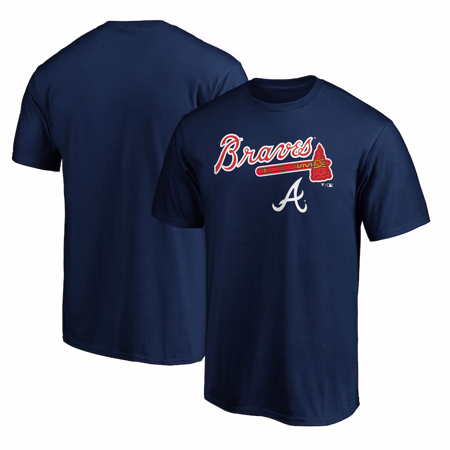 Men's Atlanta Braves Navy Team Lockup Logo T-Shirt - Jersey