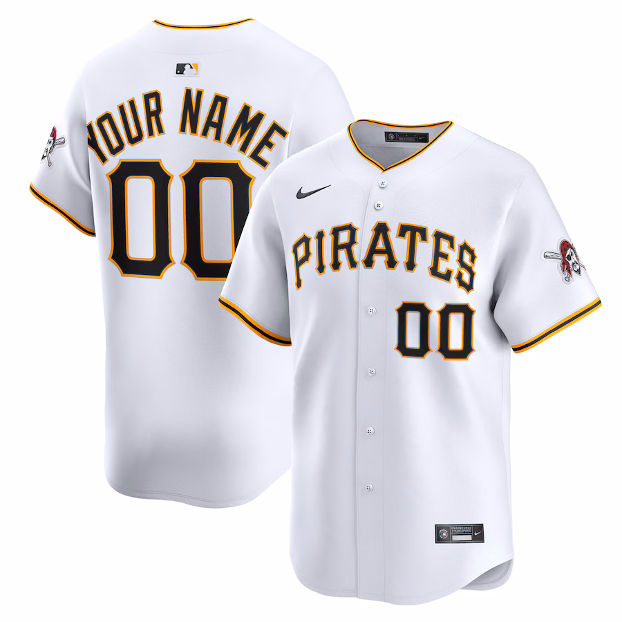 Youth Pittsburgh Pirates Nike White Home Custom Limited Jersey - Jersey