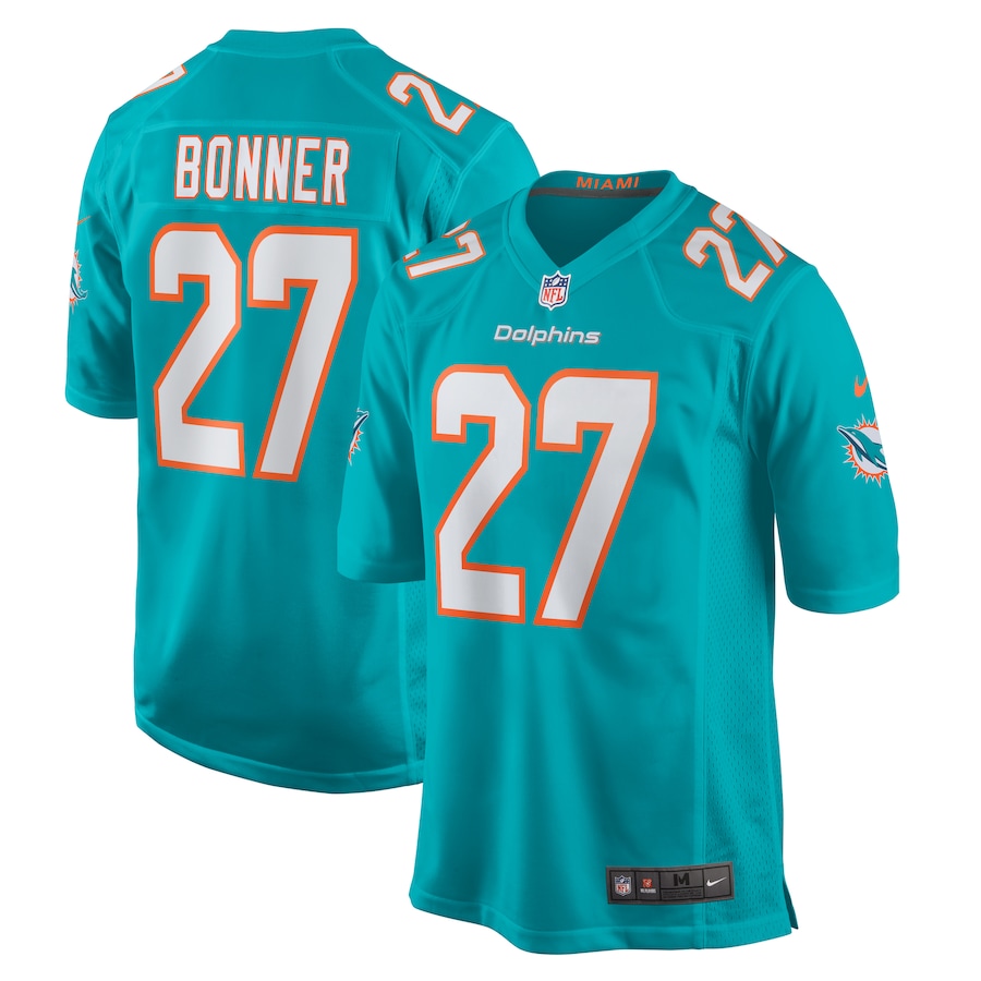 Men's Miami Dolphins Ethan Bonner Nike Aqua Game Jersey - Jersey
