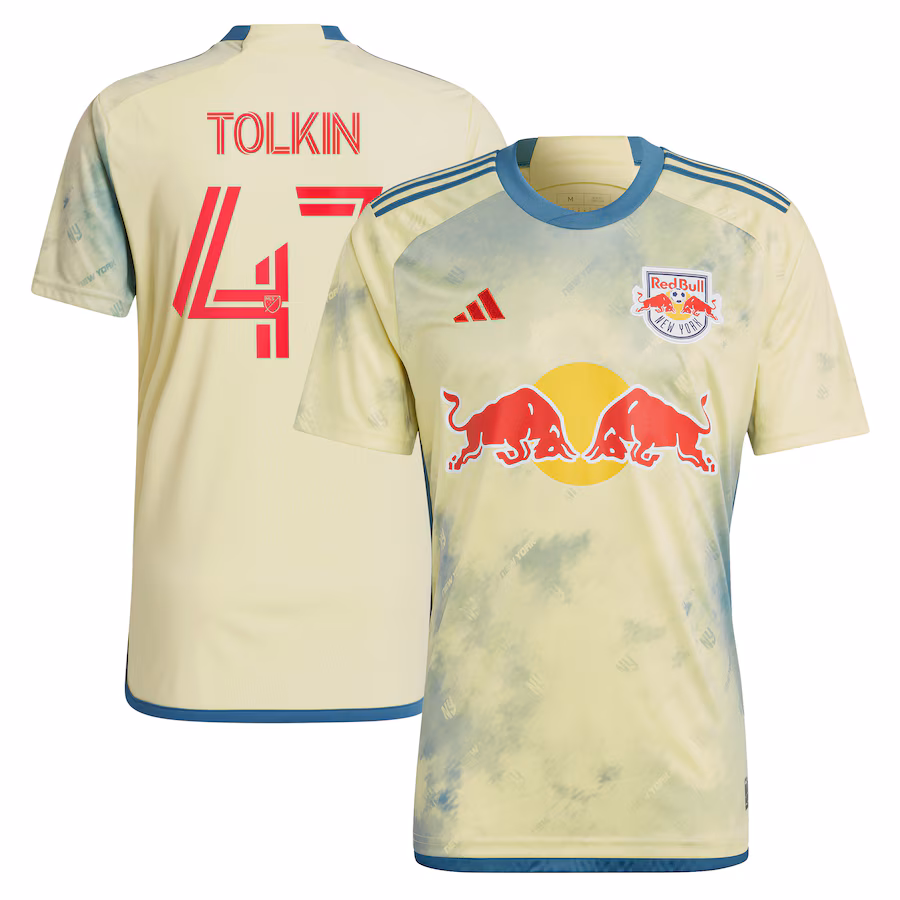 Men's New York Red Bulls John Tolkin adidas Yellow 2023 Daniel Patrick Kit Replica Jersey - Jersey