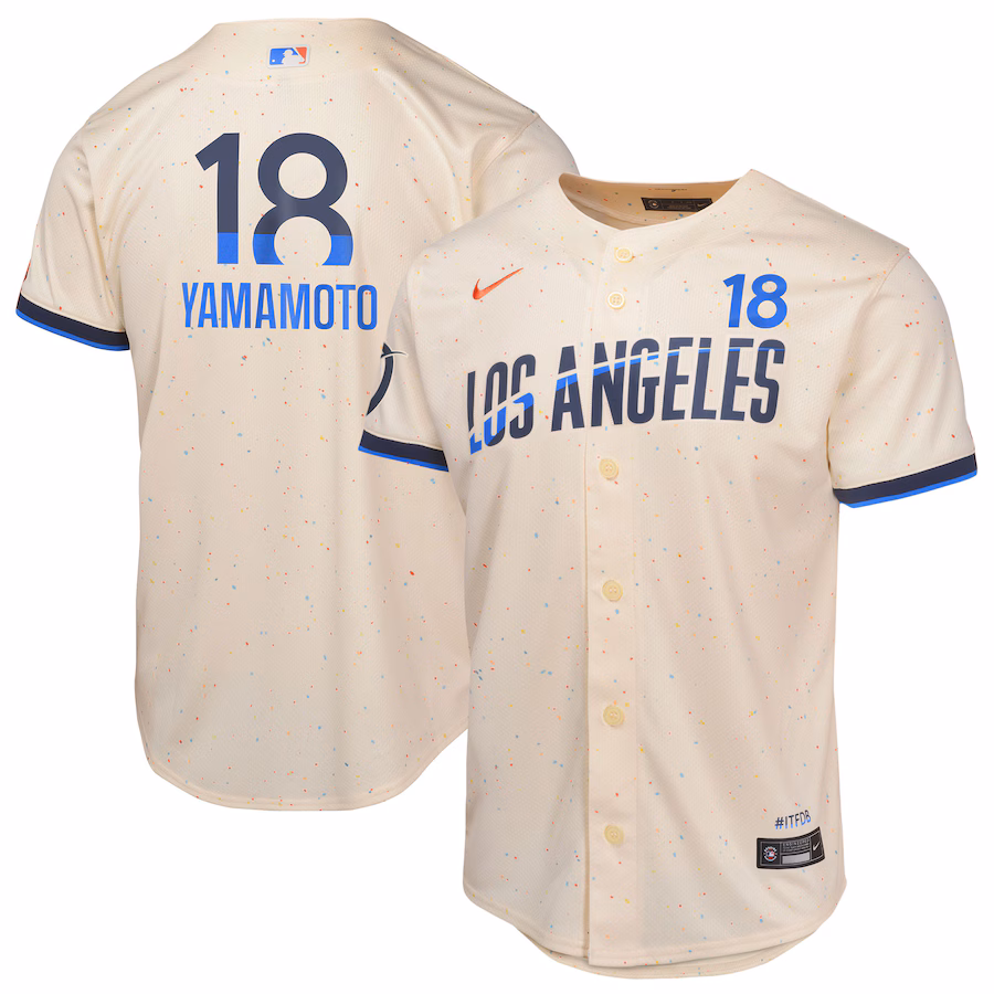 Youth Los Angeles Dodgers Yoshinobu Yamamoto Nike Cream 2024 City Connect Limited Player Jersey - Jersey