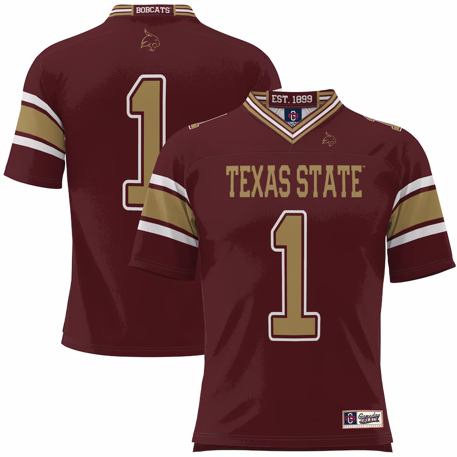 #1 Texas State Bobcats GameDay Greats Youth Football Jersey - Maroon - Jersey