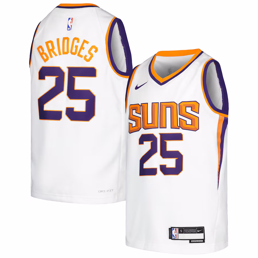 Youth Phoenix Suns Mikal Bridges Nike White Swingman Jersey - Association Edition - Jersey