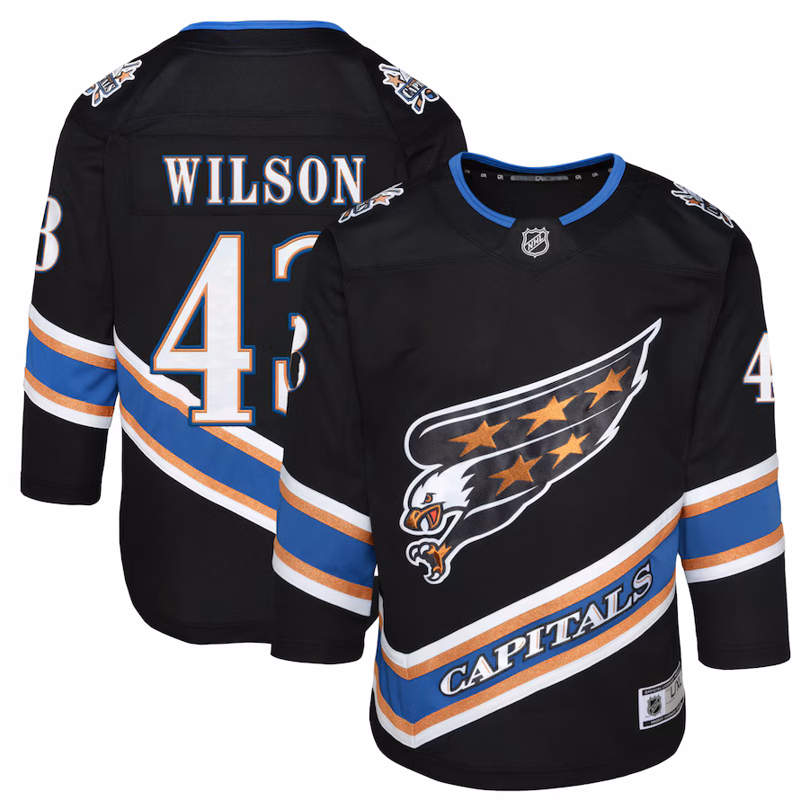 Youth Washington Capitals Tom Wilson Black Alternate 50th Anniversary Premier Player Jersey - Jersey
