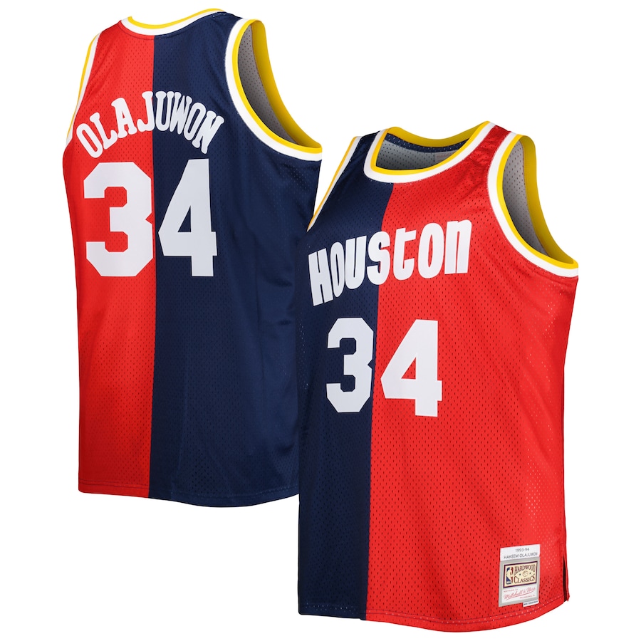 Men's Houston Rockets Mitchell & Ness Navy/Red Big & Tall Hardwood Classics 1993/94 Split Swingman Jersey - Jersey