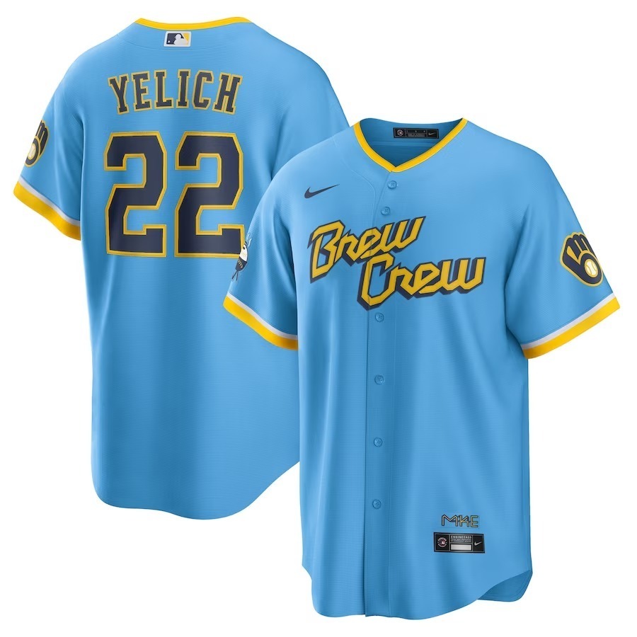 Men's Milwaukee Brewers Christian Yelich Nike Powder Blue City Connect Replica Player Jersey - Jersey