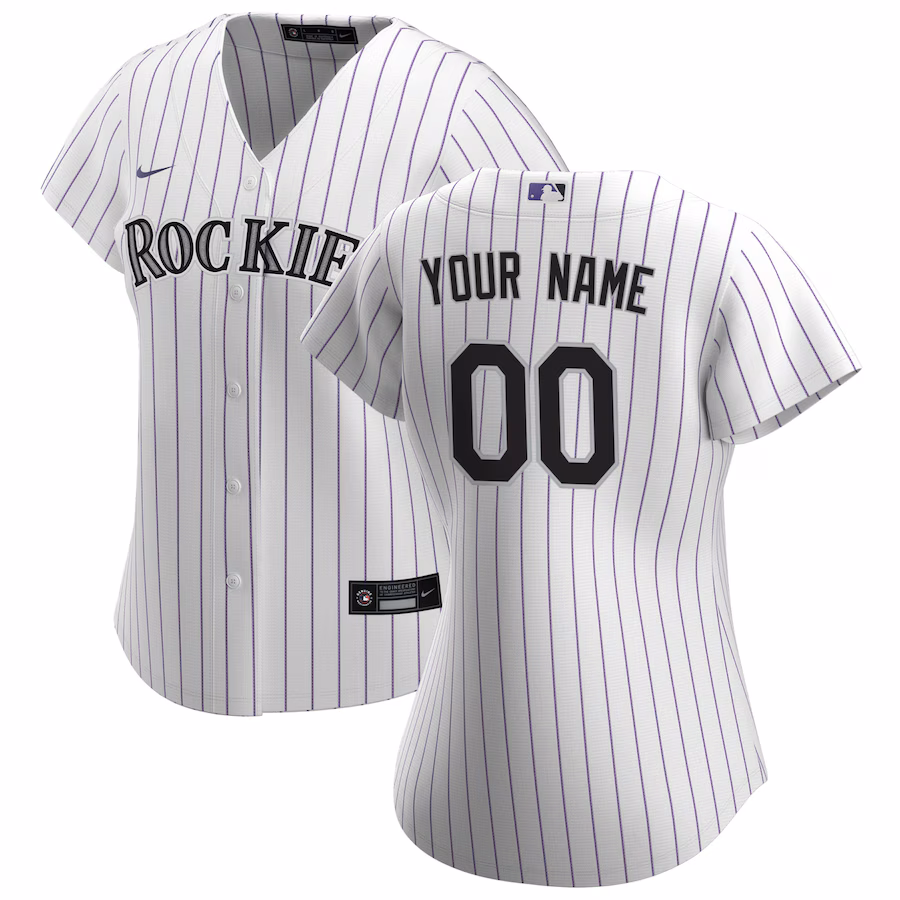 Women's Colorado Rockies Nike White Home Replica Custom Jersey - Jersey
