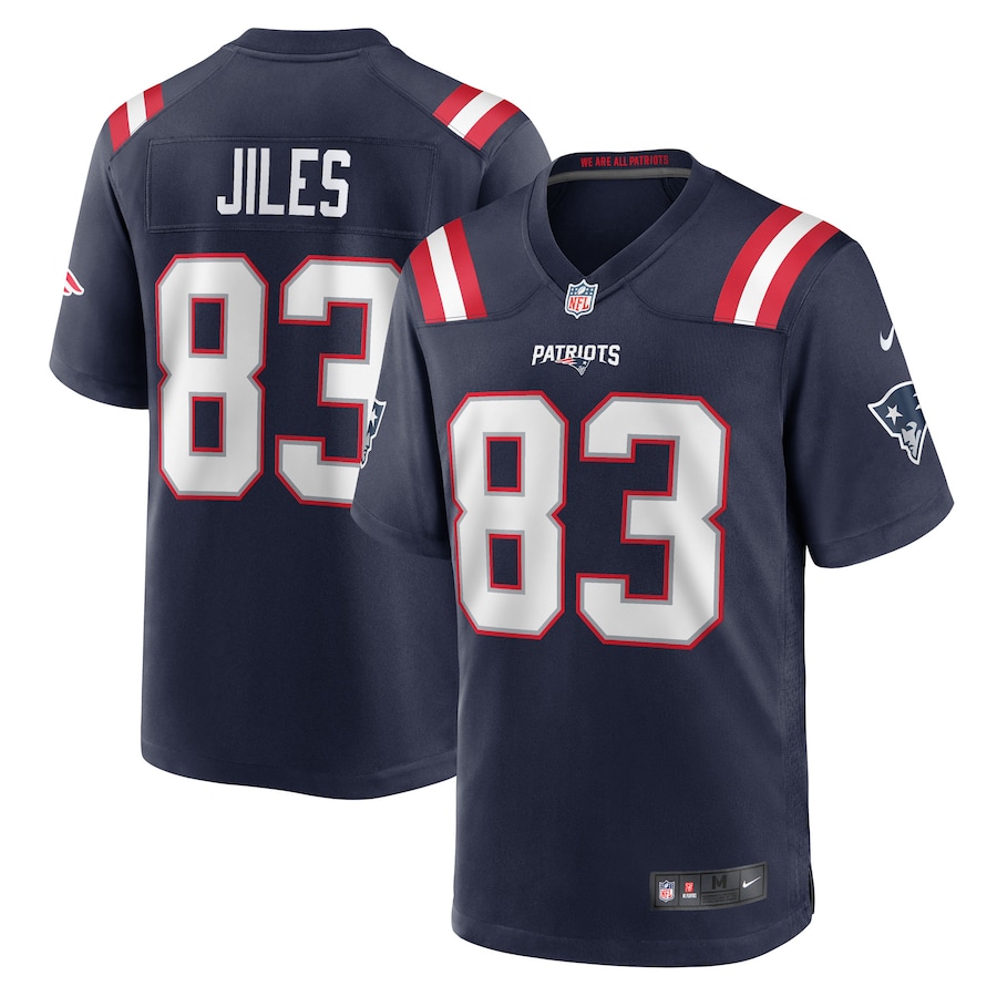 Men's New England Patriots John Jiles Nike Navy Team Game Jersey - Jersey