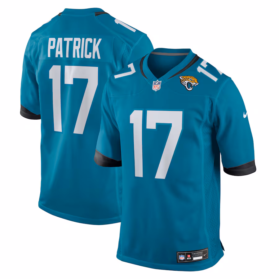 Men's Jacksonville Jaguars Tim Patrick Nike Teal Team Game Jersey - Jersey