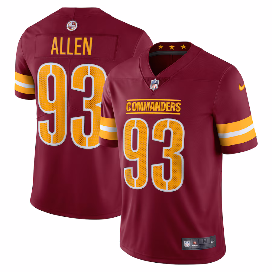 Men's Washington Commanders Jonathan Allen Nike Burgundy Vapor Limited Jersey - Jersey