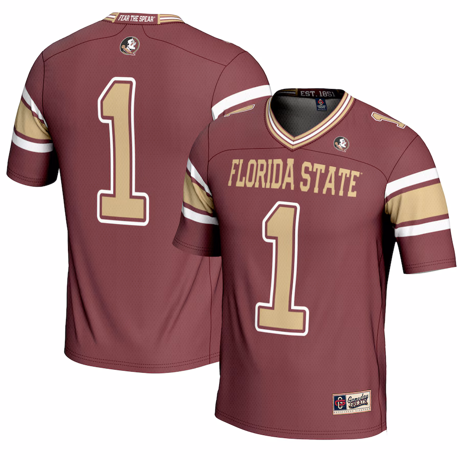Men's GameDay Greats #1 Garnet Florida State Seminoles Endzone Football Jersey - Jersey