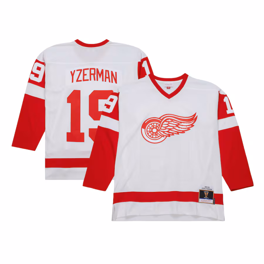 Men's Detroit Red Wings Steve Yzerman Mitchell & Ness White 1983/84 Blue Line Player Jersey - Jersey