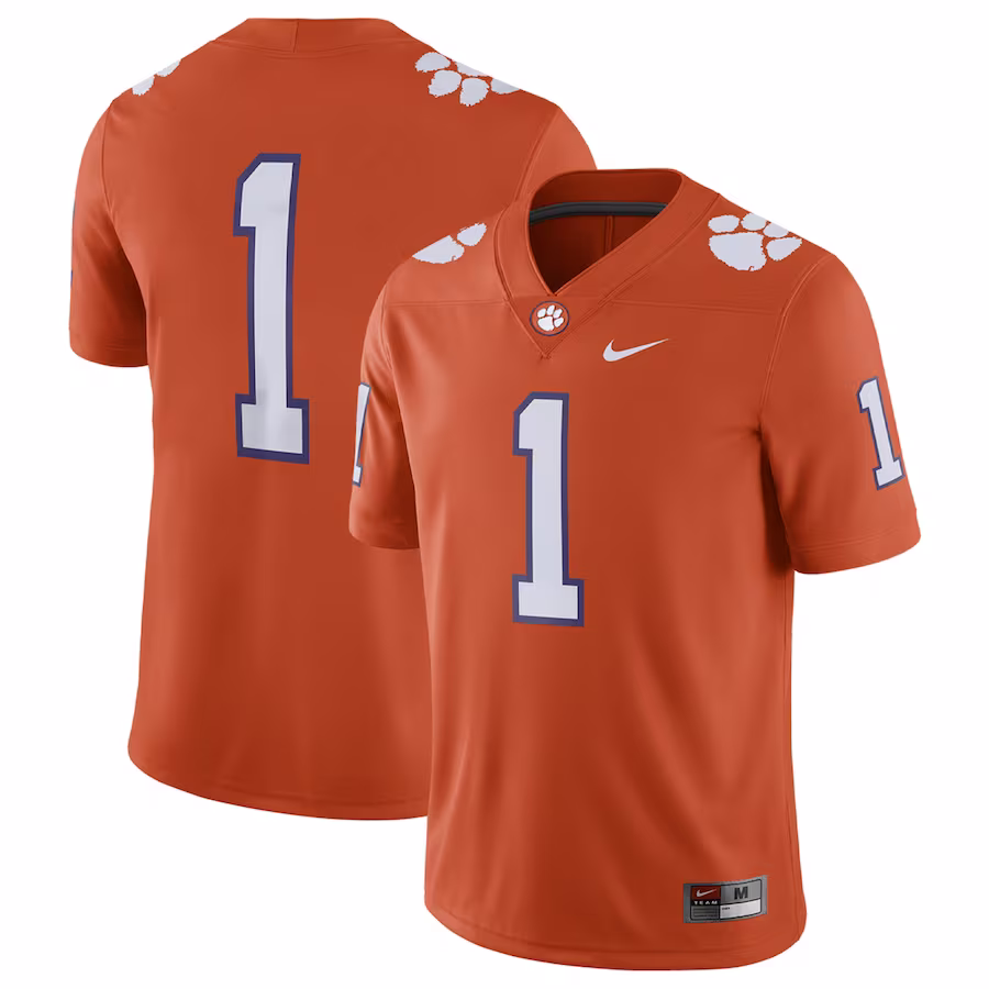 Clemson Tigers Nike #1 Home Game Jersey - Orange - Jersey