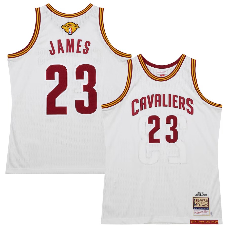 Men's Cleveland Cavaliers LeBron James Mitchell & Ness White 2015/16 Hardwood Classics Authentic Jersey - Jersey