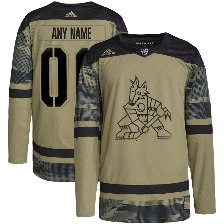Men's Arizona Coyotes adidas Camo Military Appreciation Team Authentic Custom Practice Jersey - Jersey