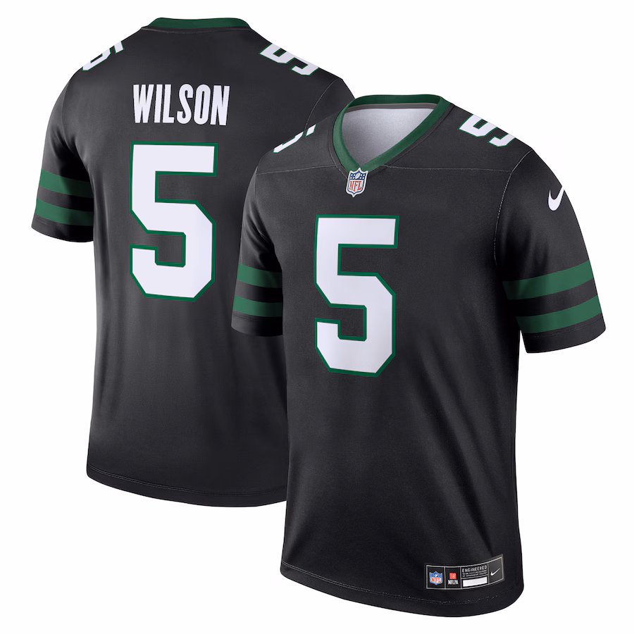 Men's New York Jets Garrett Wilson Nike Black Alternate Legend Player Performance Top - Jersey