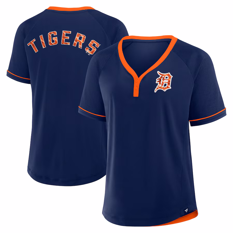Women's Detroit Tigers Fanatics Navy Cooperstown Collection League Diva V-Neck T-Shirt - Jersey