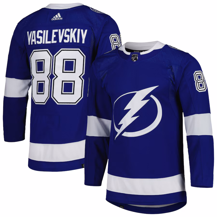 Men's Tampa Bay Lightning Andrei Vasilevskiy adidas Blue Home Primegreen Authentic Player Jersey - Jersey