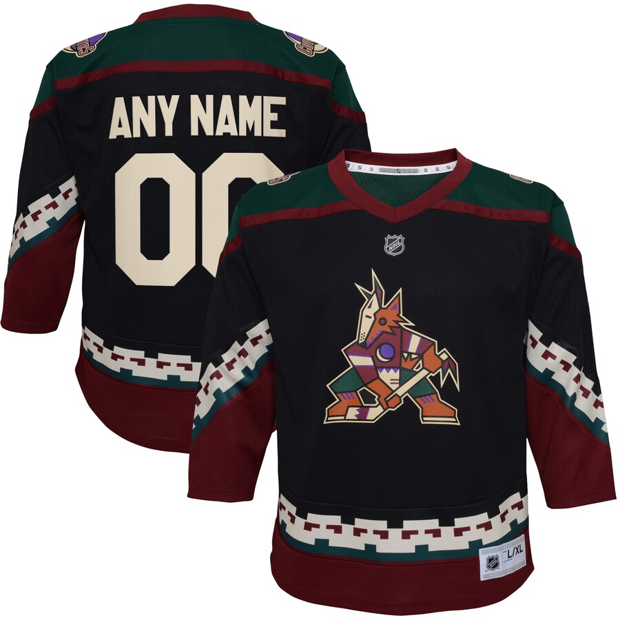 Youth Arizona Coyotes Black 2021/22 Home Replica Custom Jersey - Jersey