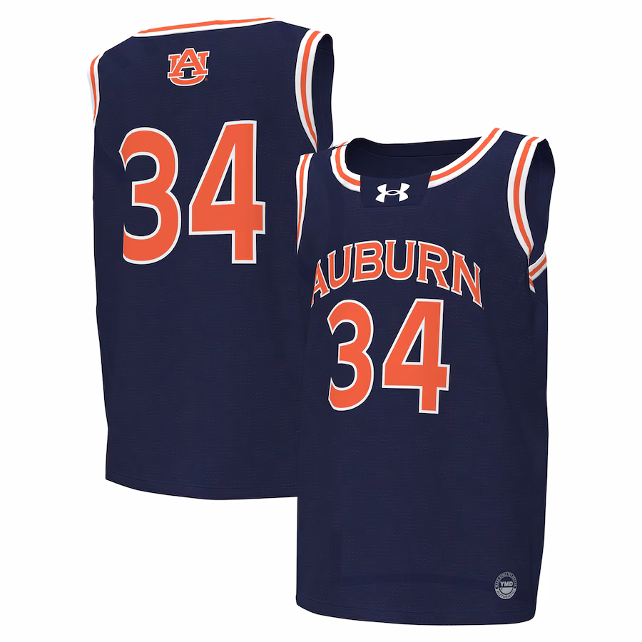Youth Under Armour #34 Navy Auburn Tigers Replica Basketball Jersey - Jersey