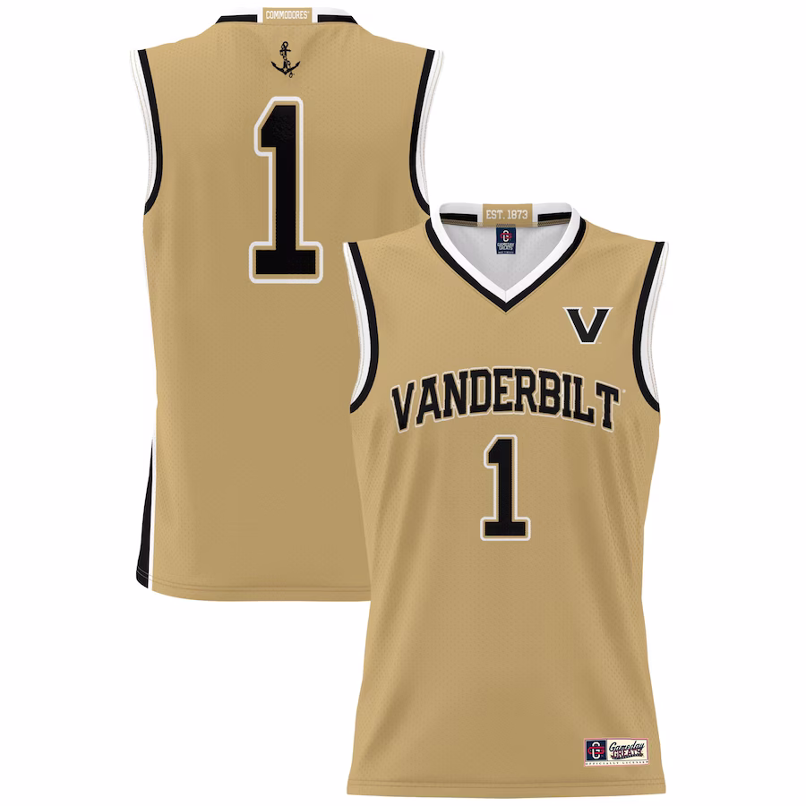 #1 Vanderbilt Commodores GameDay Greats Lightweight Collegiate Basketball Jersey - Gold - Jersey
