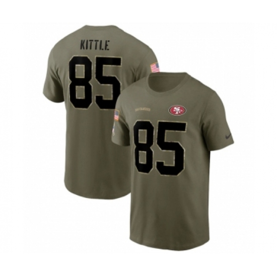 Men's San Francisco 49ers #85 George Kittle 2022 Olive Salute to Service T-Shirt - Jersey