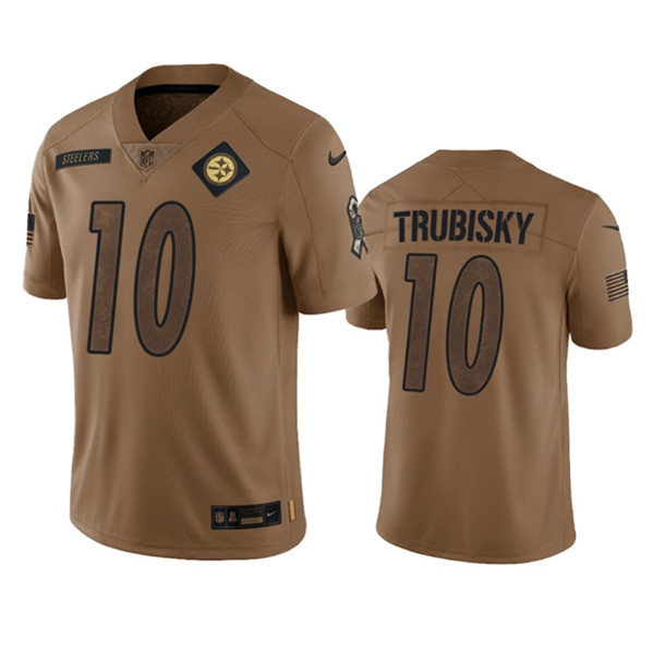 Men's Pittsburgh Steelers #10 Mitch Trubisky 2023 Brown Salute To Service Limited Football Stitched Jersey - Jersey