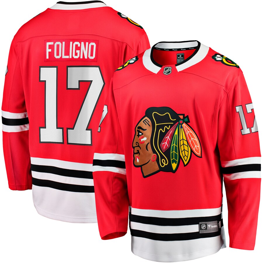 Men's Chicago Blackhawks Nick Foligno Fanatics Branded Red Home Breakaway Jersey - Jersey