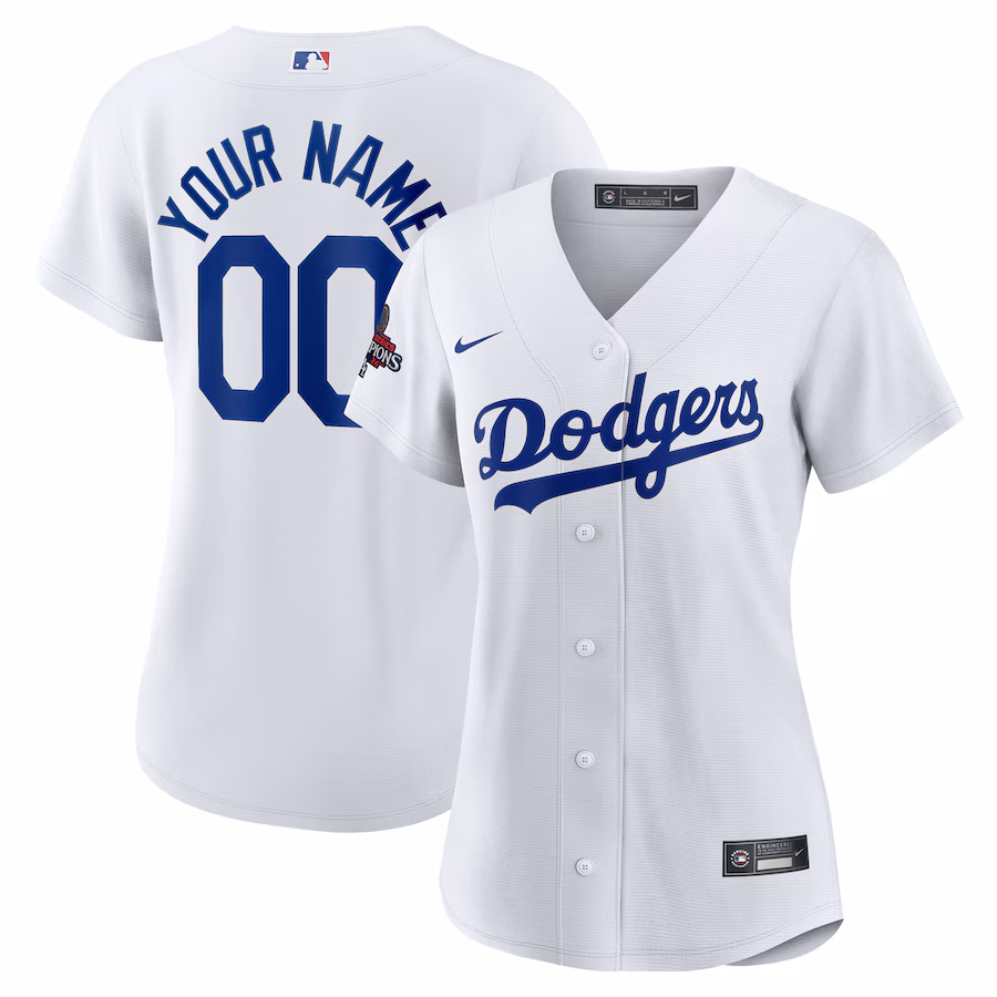 Women's Los Angeles Dodgers Nike White 2024 World Series Champions Home Custom Replica Jersey - Jersey