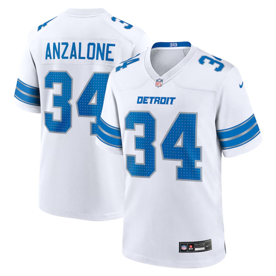 Men's Detroit Lions Alex Anzalone Nike White White Game Jersey - Jersey
