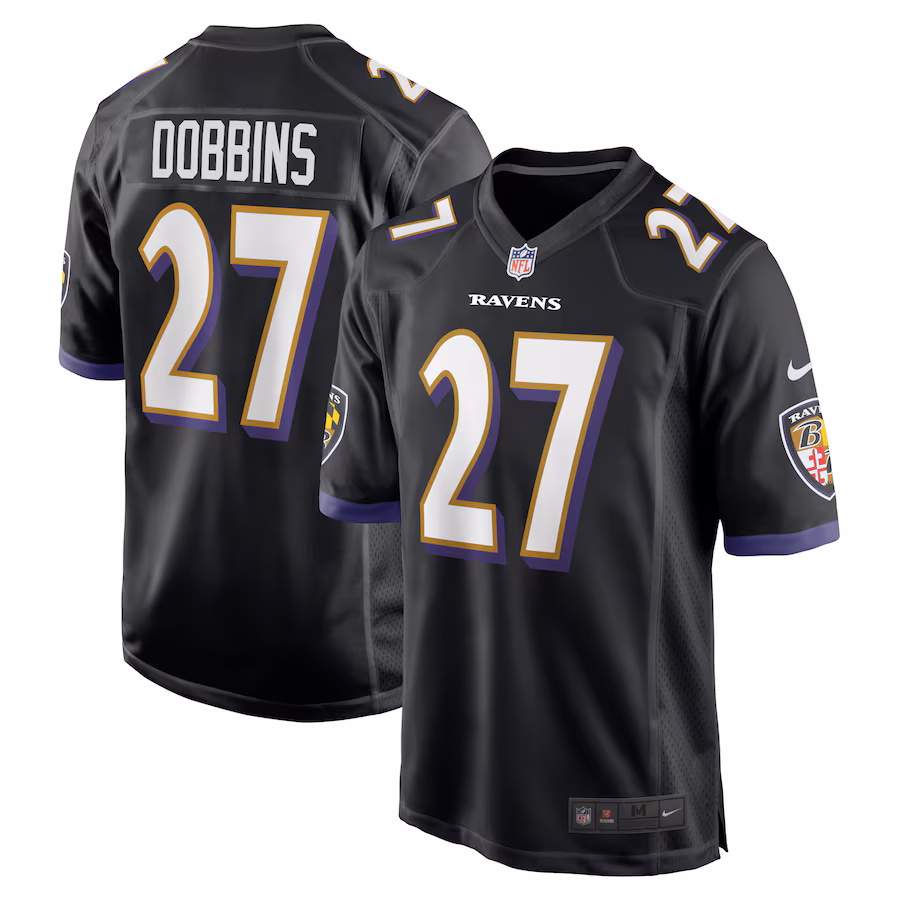 Men's Baltimore Ravens J.K. Dobbins Nike Black Game Jersey - Jersey