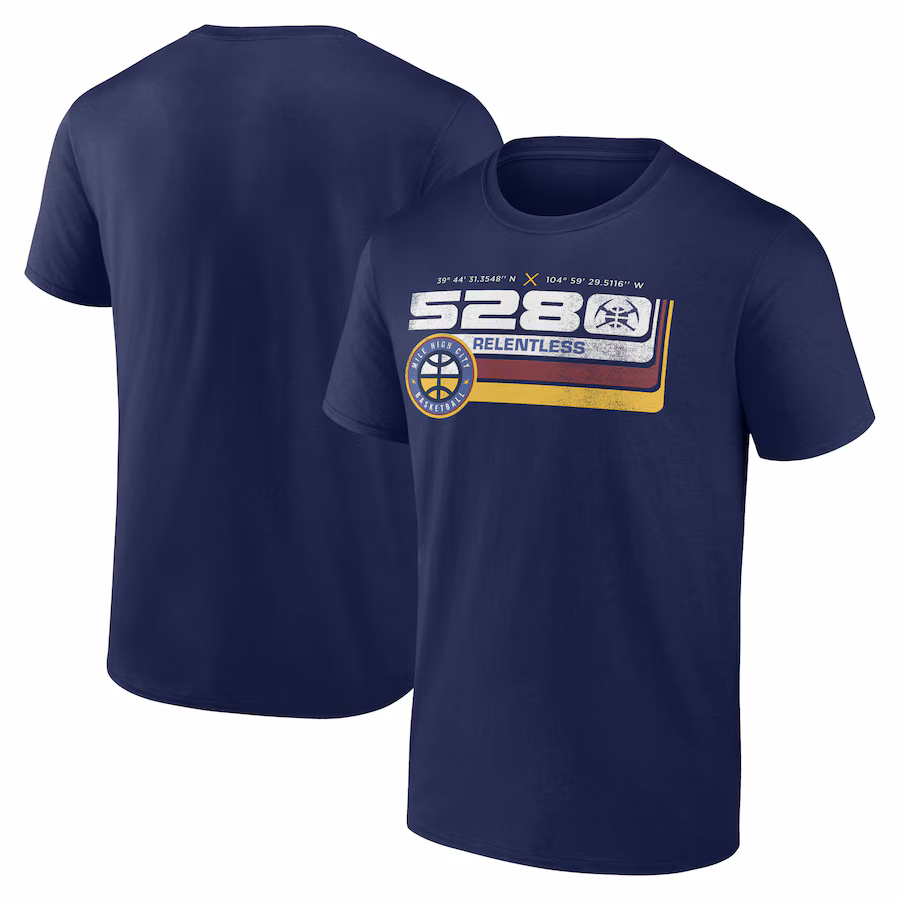 Men's Denver Nuggets Navy Announcer T-Shirt - Jersey