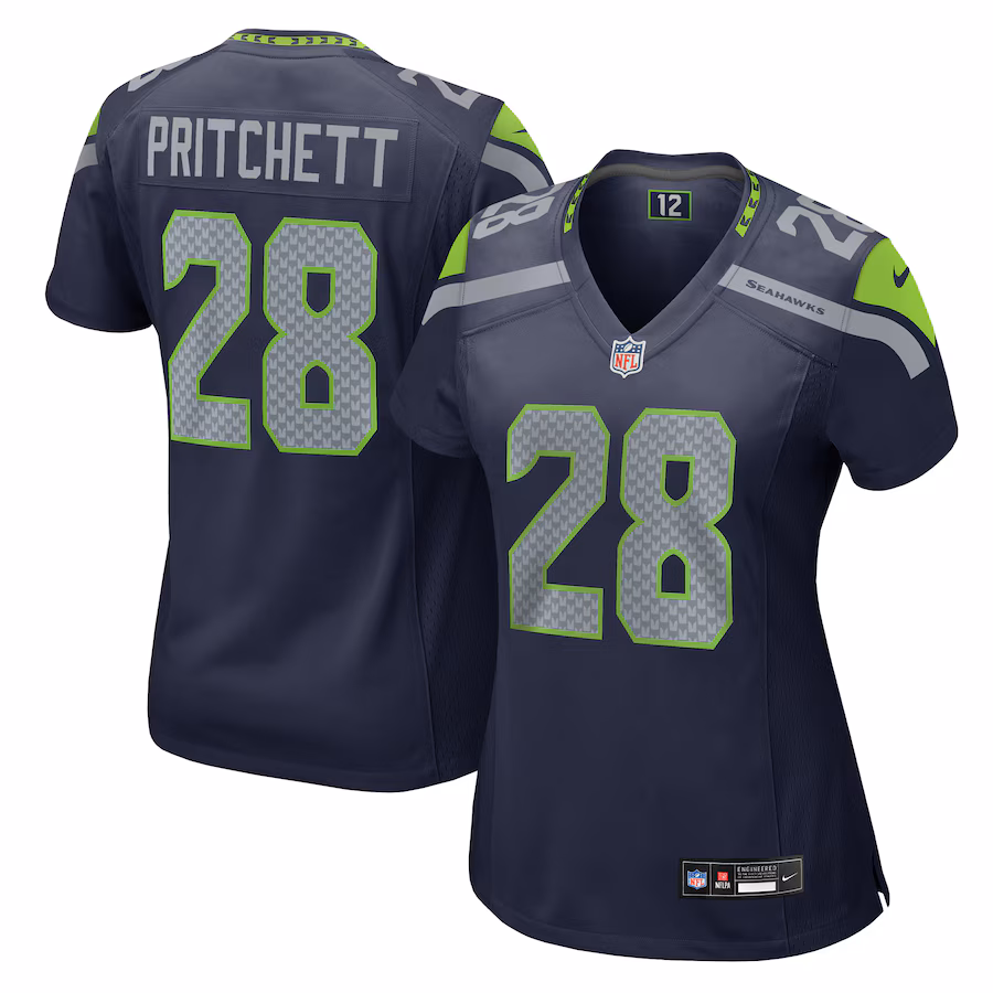 Women's Seattle Seahawks Nehemiah Pritchett Nike College Navy Game Jersey - Jersey