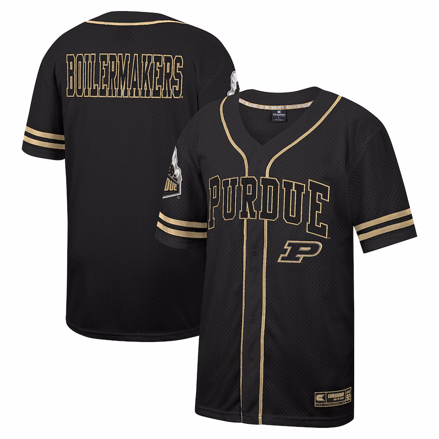 Purdue Boilermakers Colosseum Free Spirited Mesh Button-Up Baseball Jersey - Black - Jersey